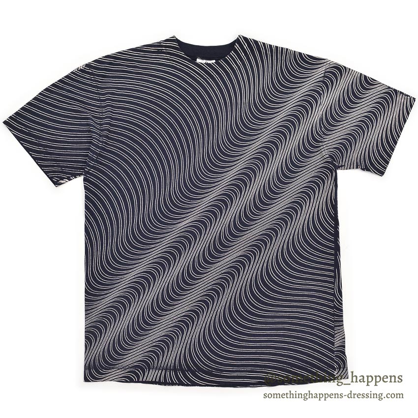 1990's ANDAZIA KILLER WAVE PATTERN ART T-SHIRT / NAVY ... L