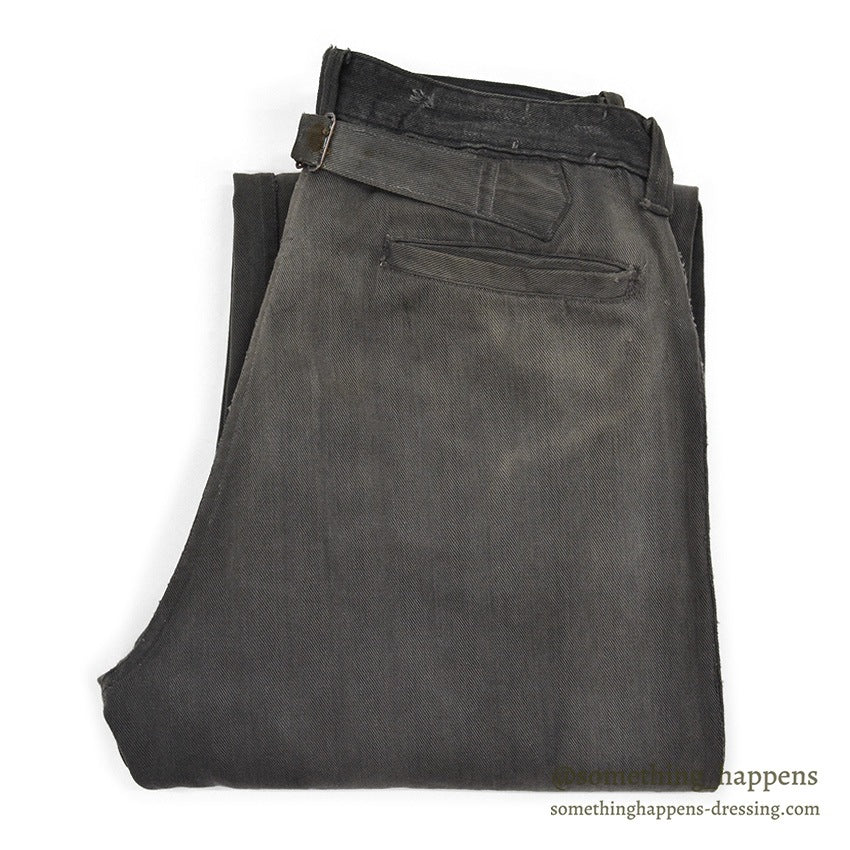 1930's BLACK FRISCO PANTS BACKLE BACK / HEAVY COTTON... W31/L29