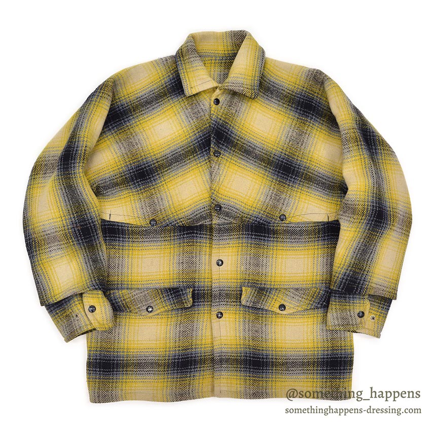 1940's~ YELLOW / BLACK PLAID DOUBLE MACKINAW WOOL JACKET / VERY RARE COLOR ...