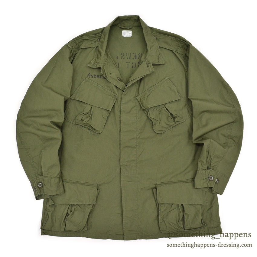 1960's U.S.ARMY JUNGLE FATIGUE JACKET 2nd / STENCILED BACK ... L-R