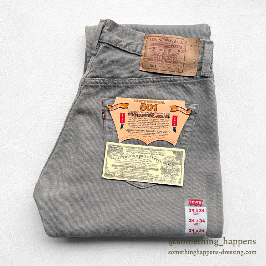 1990's DEADSTOCK Levi's 501-0648 GRAY DENIM PANTS ... W34/L34