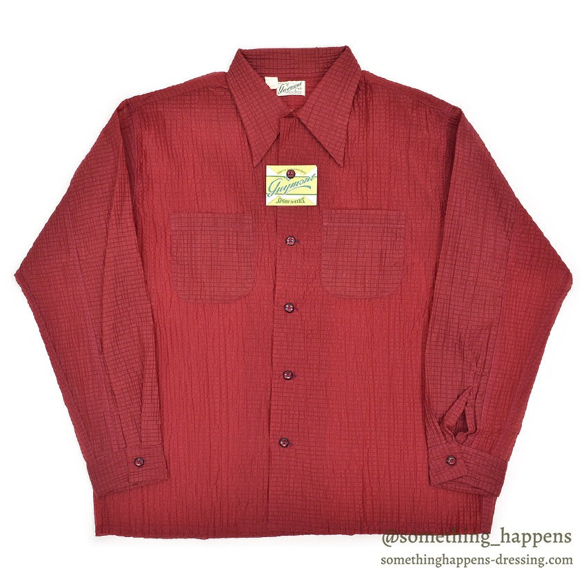 1950's DEADSTOCK GUYMONT DARK RED NYLON SHIRT ... L