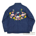 1970's LEMAY MEXICAN HIPPIE EMBROIDERED DENIM SHIRT ... M