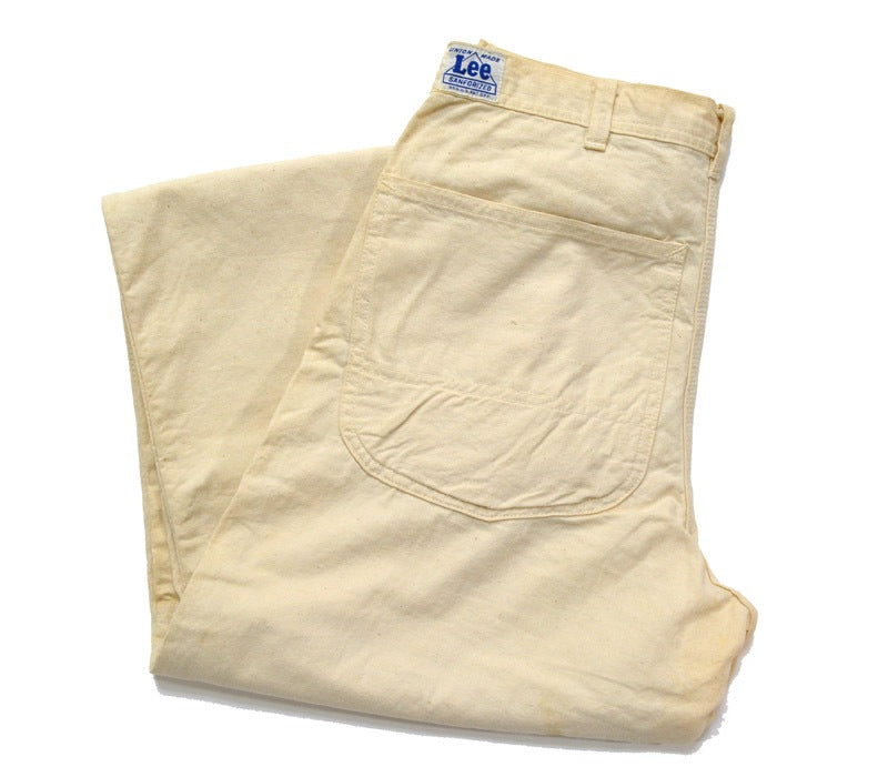 1940s Lee House Mark Long L Off-White Painter Pants Actual Size W30 x 33 