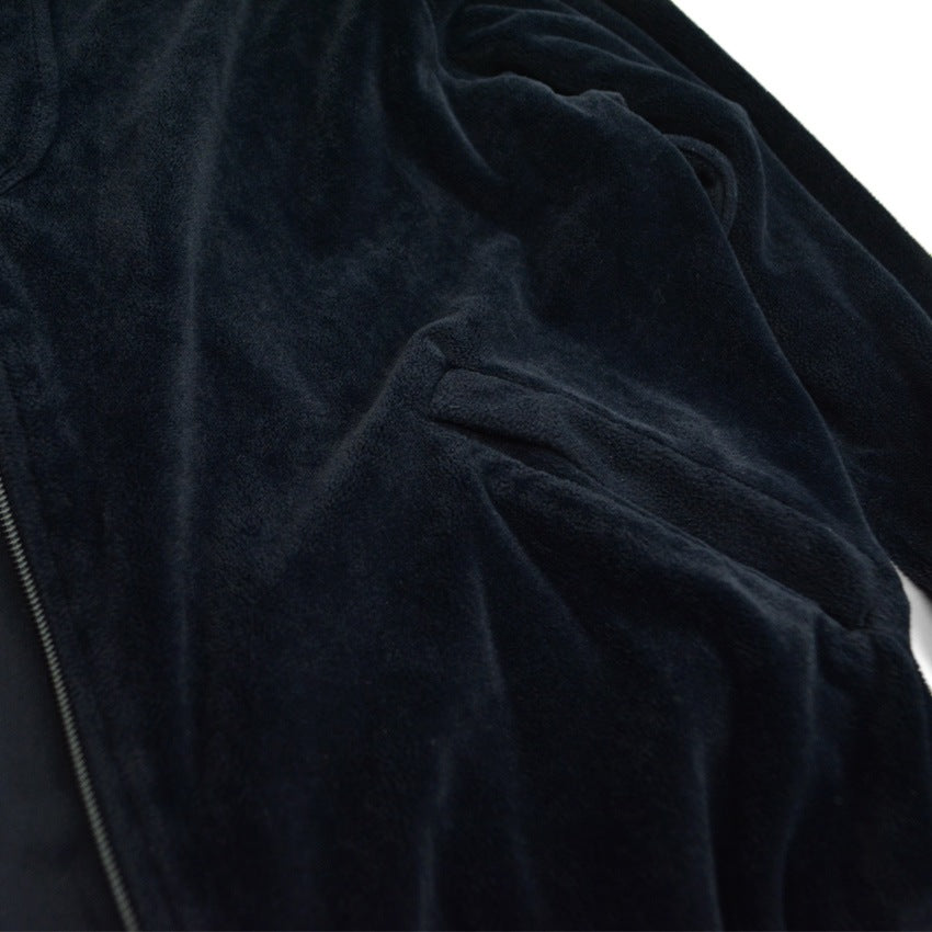 70's NIKE ALL BLACK VELOR TRACK JACKET... L