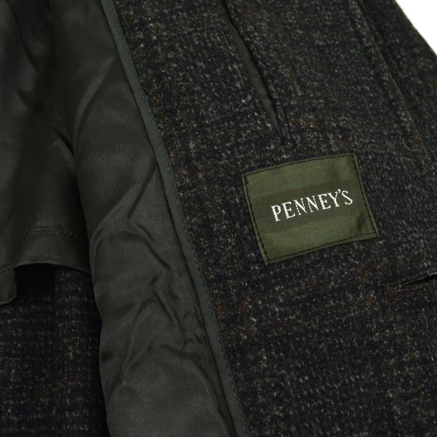 50's Deadstock PENNEYS Black Plaid Wool Coat...
