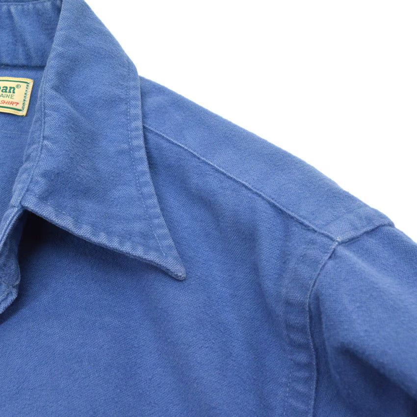 80's LLBean 'CHAMOIS CLOTH SHIRT' Blue... M