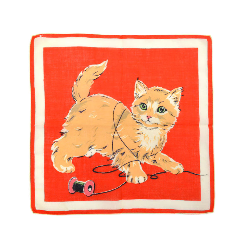 50s-style cat-themed kids' handkerchiefs, set of 3...