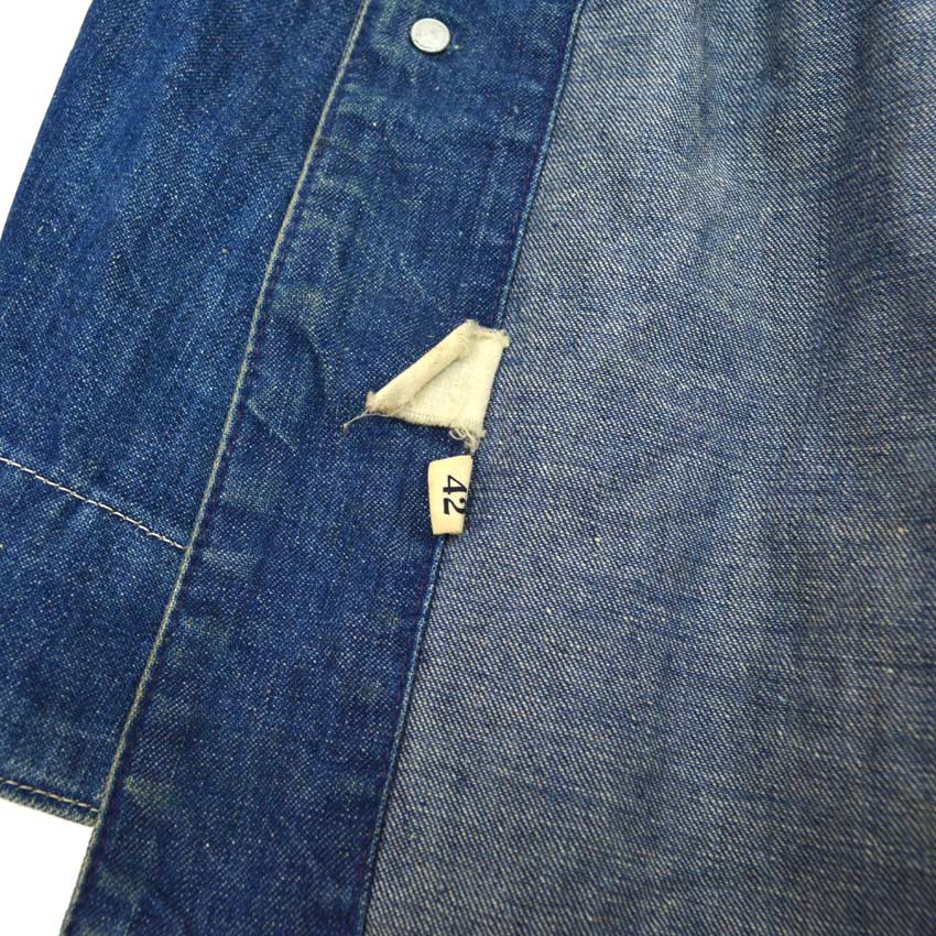 ~60's INDIGO 4POKETS DENIM COVERALL... 42
