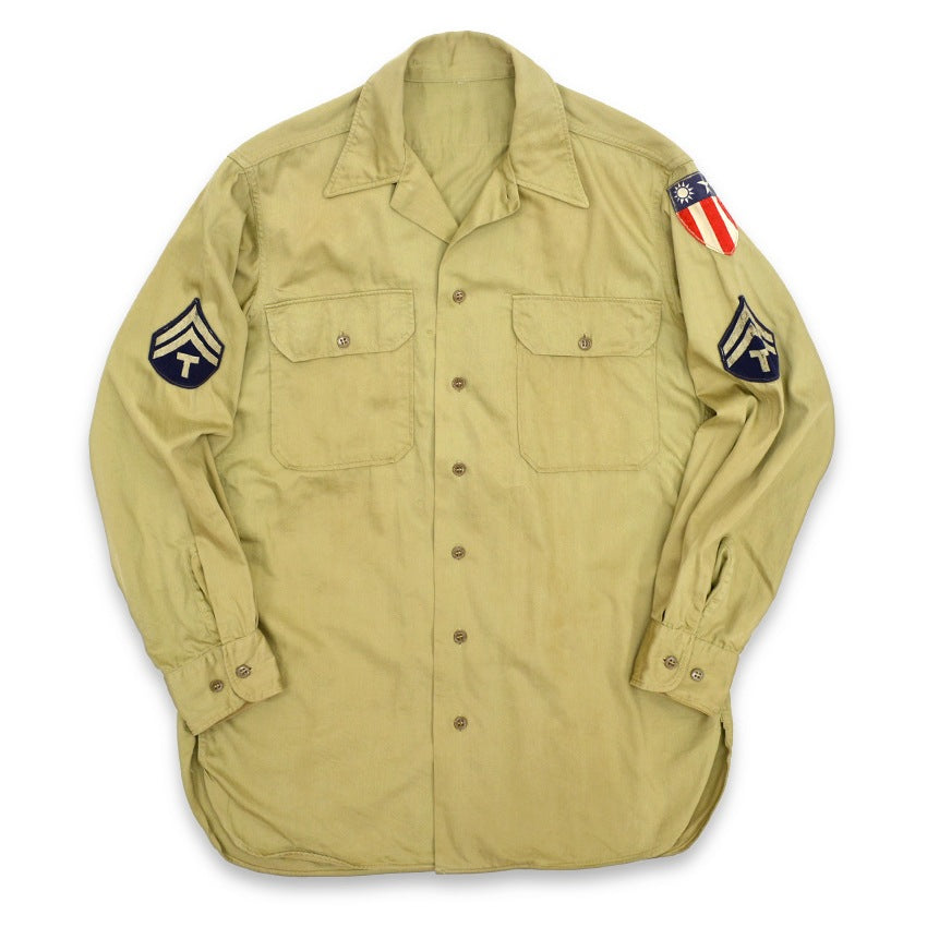 40's USAAF ww2 Pilot Officer Dress Cotton Shirt with CBI Patch...