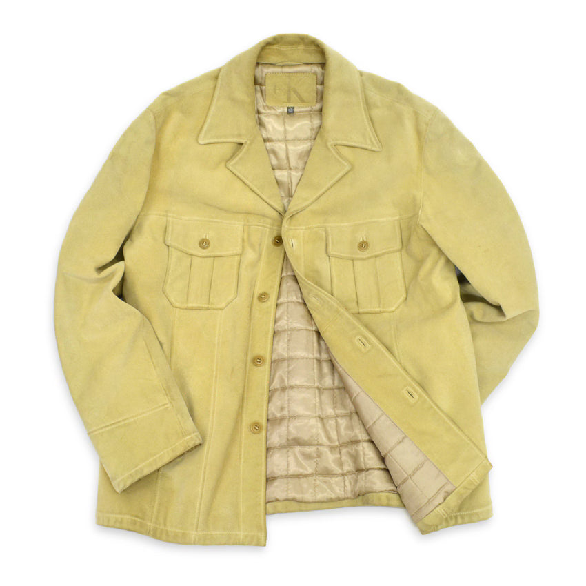 80s Calvin Klein suede leather jacket, made in Italy... L