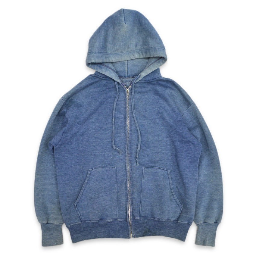 ~70's Faded Color Sweat Zip Up Hoodie with Separate Pockets...