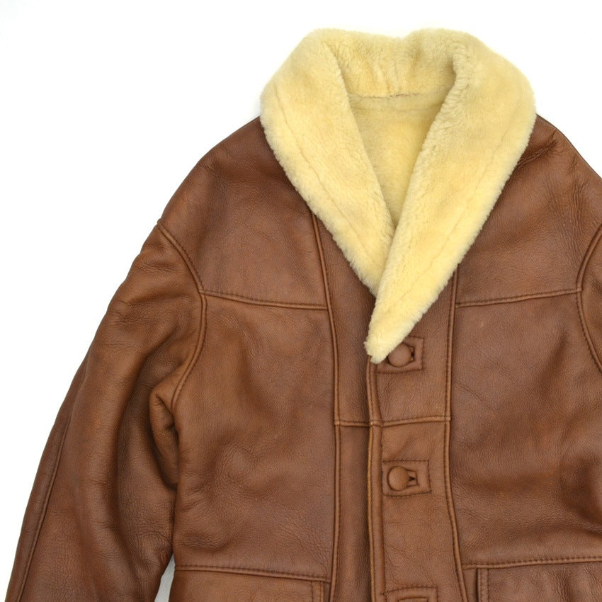 1990's US SHEEPSKIN SHAWL COLLAR SHEARLING MOUTON JACKET... 40