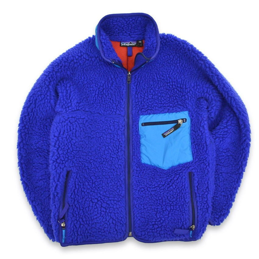 1990's PATAGONIA DEEP PILE CLASSIC RETRO CARDIGAN COBALT ... XS