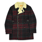 1950's~ Lakeland PLAID CHECK WOOL COAT WITH LEATHER TRIM... 38