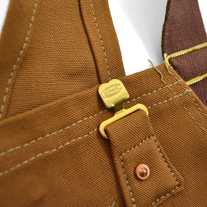 1970's DEADSTOCK CARHARTT BROWN DUCK DOUBLE KNEE OVERALL... W36 L28