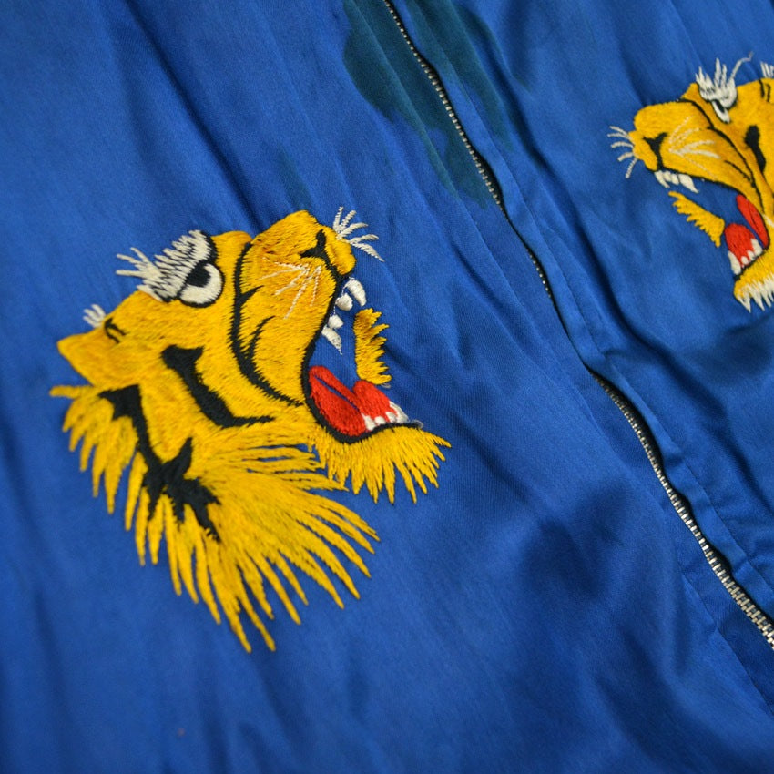 1950s JAPAN SOUVENIR JACKET (Sukajan) with Tiger Face and Speed ​​Zipper...