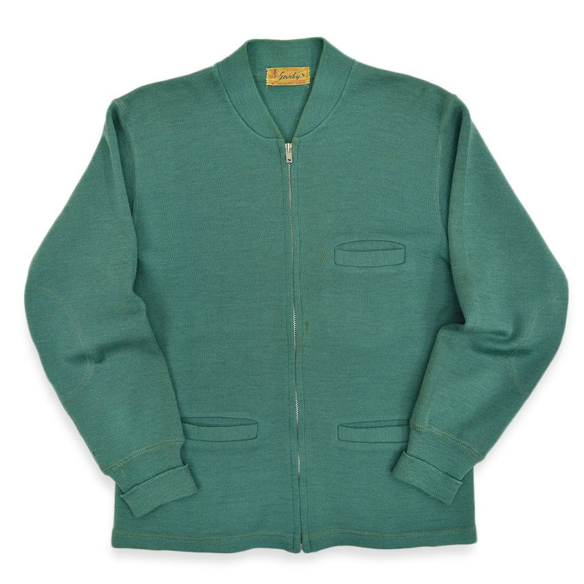1950's SARBY SPORTSWEAR WOOL KNIT ZIP UP CARDIGAN ...