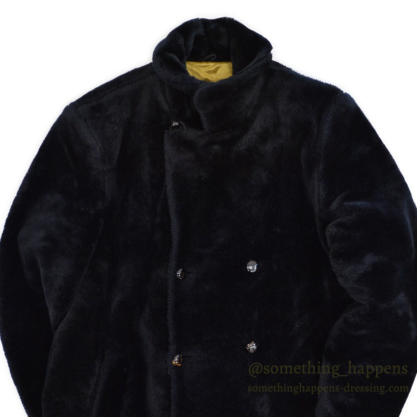 ~1960's Shanhouse BLACK FAKE FUR DOUBLE BREASTED COAT... 40