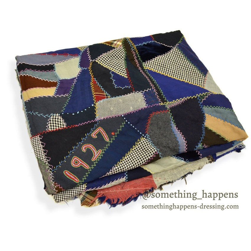 1920's OLD CRAZY PATCHWORK QUILT TOP ... 218cm×185cm