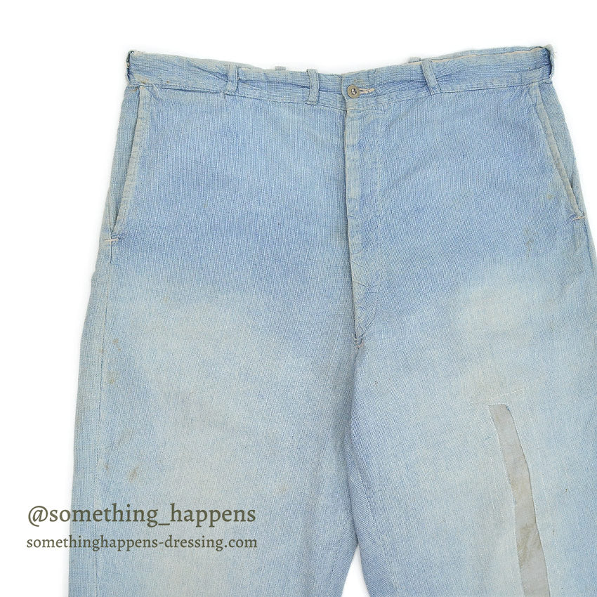 ~1940's PIN CHECK COTTON WORK TROUSERS...W35 L29