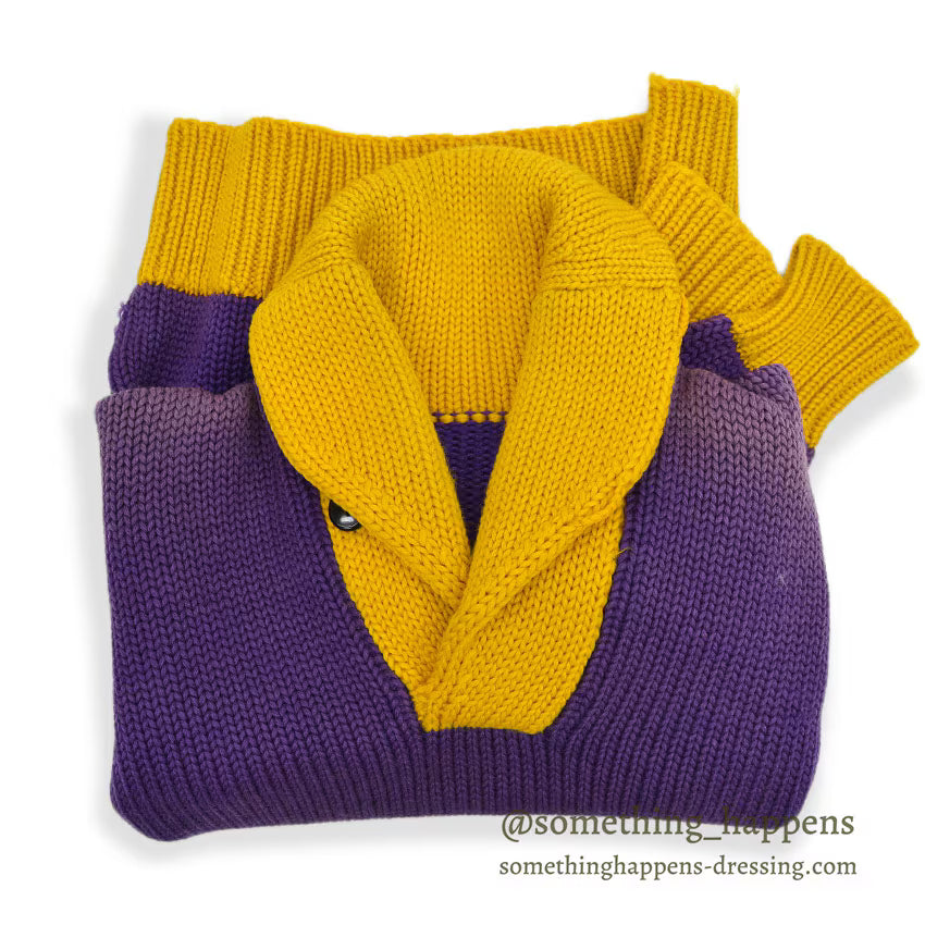 1930's~ TWO TONE SHAWL COLLAR PULLOVER WOOL SWEATER...