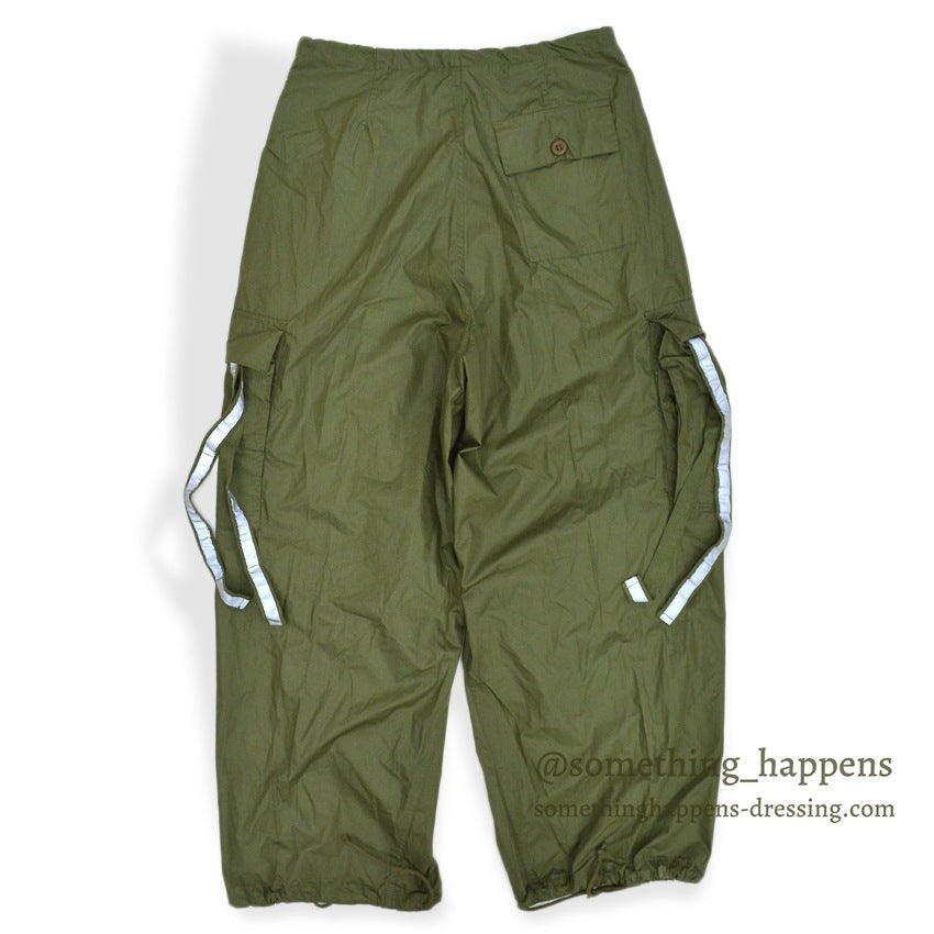 1990's~ DEADSTOCK UFO REFLECTIVE WEAR WIDE PANTS OLIVE...XS