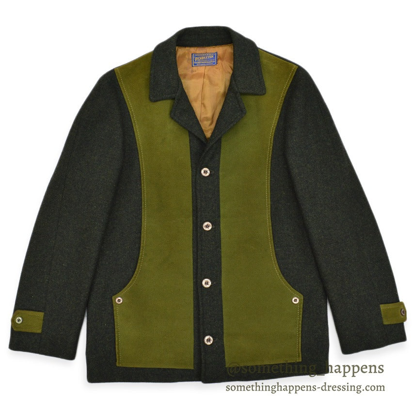1950's~ PENDLETON UNUSUAL FOREST GREEN WOOL JACKET ... Fits like 36