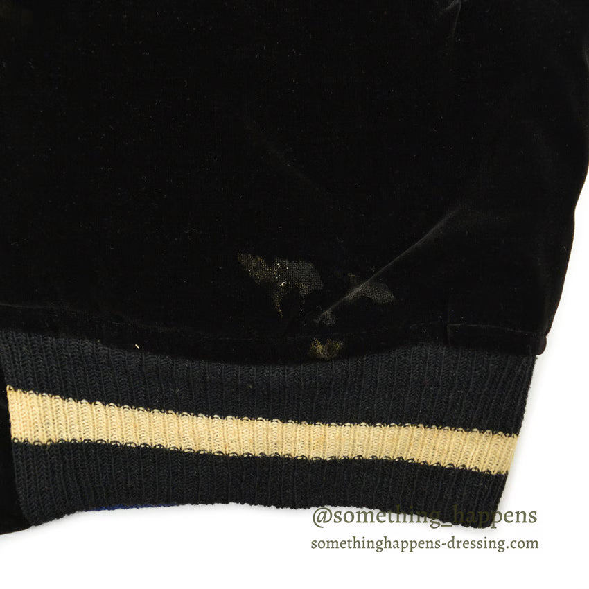 1950s JAPAN SOUVENIR JACKET (Sukajan) - Black velvet with black and white ribbing... Fits like ML