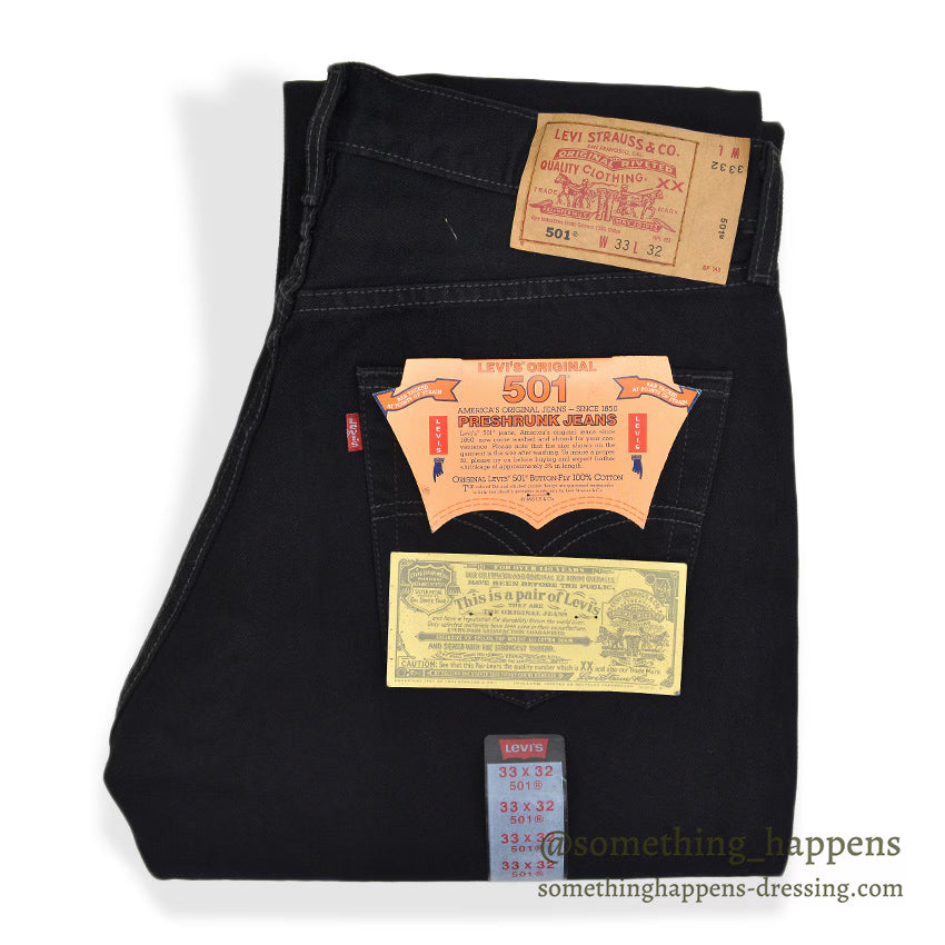 DEADSTOCK Levi's 501 BLACK DENIM PANTS Made in COLOMBIA... W33 L32