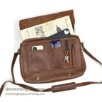 1990's EDDIE BAUER BROWN LEATHER SATCHEL BAG...