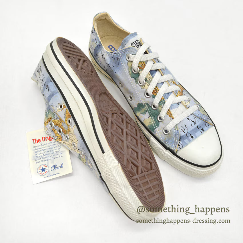 1990's DEADSTOCK CONVERSE ALLSTAR LO LT BLUE PRINT Made in USA... 9