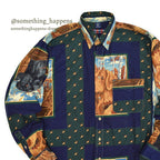 1990's BOSTON PREPATORY CO. DOG PRINT B/D SHIRT ... M