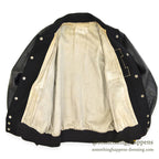 1950's BLACK WOOL & LEATHER LETTERMAN JACKET...