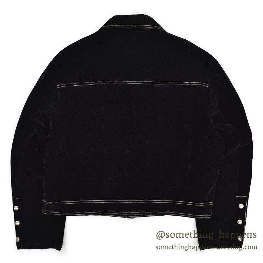1970's MONTGOMERY WARD TWO POCKETS BLACK VELVETEEN JACKET... XL