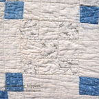 NINE PATCH INDIGO CALICO PATCHWORK QUILT... 202cm/168cm