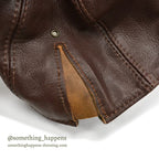 1980's~ BICK DARK BROWN LEATHER CAP SHORT BRIM...