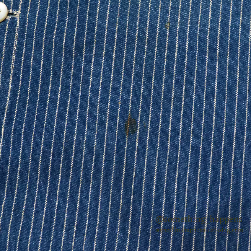 ~1920's ANTIQUE INDIGO STRIPE CALICO KIDS BLOUSE...