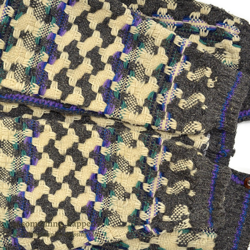 OLD ECUADOR HAND MADE WOOL KNIT CARDIGAN...
