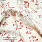 REDWORK HAND EMBROIDERY PATTERN BABY QUILT...85cm/64cm