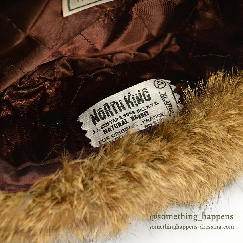 ~1980's DEADSTOCK LLBEAN NORTH KING NATURAL RABBIT FUR HAT...XL