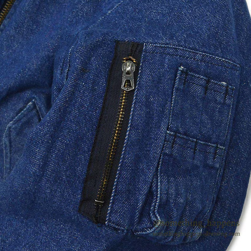1980's~ HOPE MANUFACTURING, INC. MA-1 DENIM/NYLON FLIGHT JACKET ... L