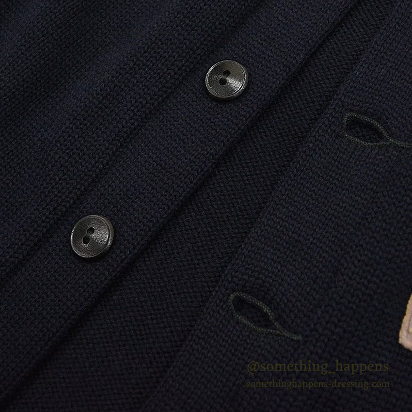 1940's CHAMPION 'P' DARK NAVY WOOL CARDIGAN COAT ... Fits like XL
