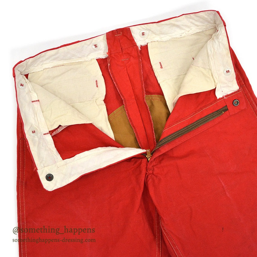 1950's BROWN'S BEACH RED DUCK HUNTING PANTS... W34/L28