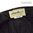 1990's EDDIE BAUER QUILTED CORDUROY & SUEDE DARK BROWN CAP...