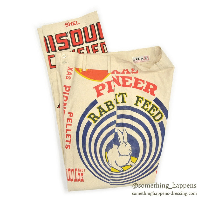 1960's DEADSTOCK IZOD OF LONDON FEED SACK PANTS... W33/L32