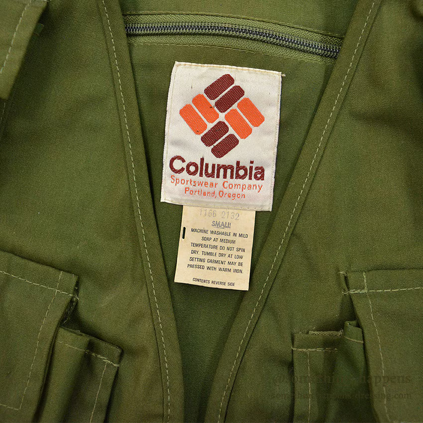 1980's COLUMBIA FISHING VEST OLIVE ... SMALL