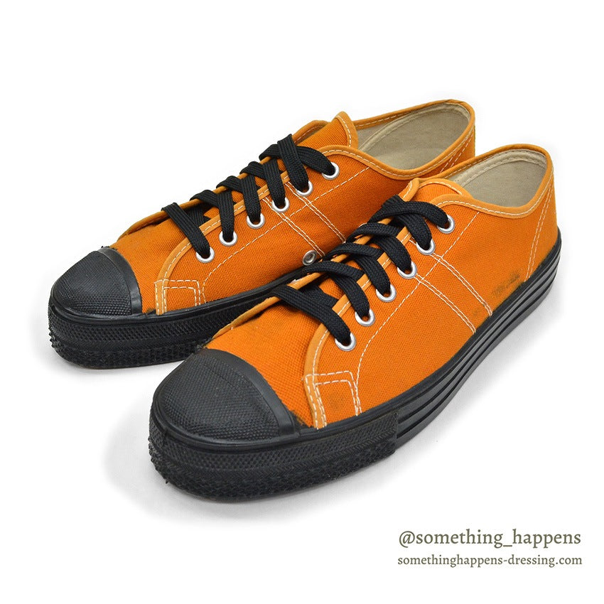 1970's DEADSTOCK UNKNOWN ORANGE/BLACK CANVAS SHOES...8