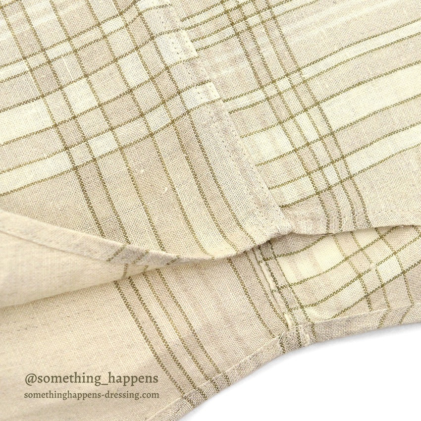 1990's DEADSTOCK STRUCTURE BEIGE PLAID LINEN SHIRT...L