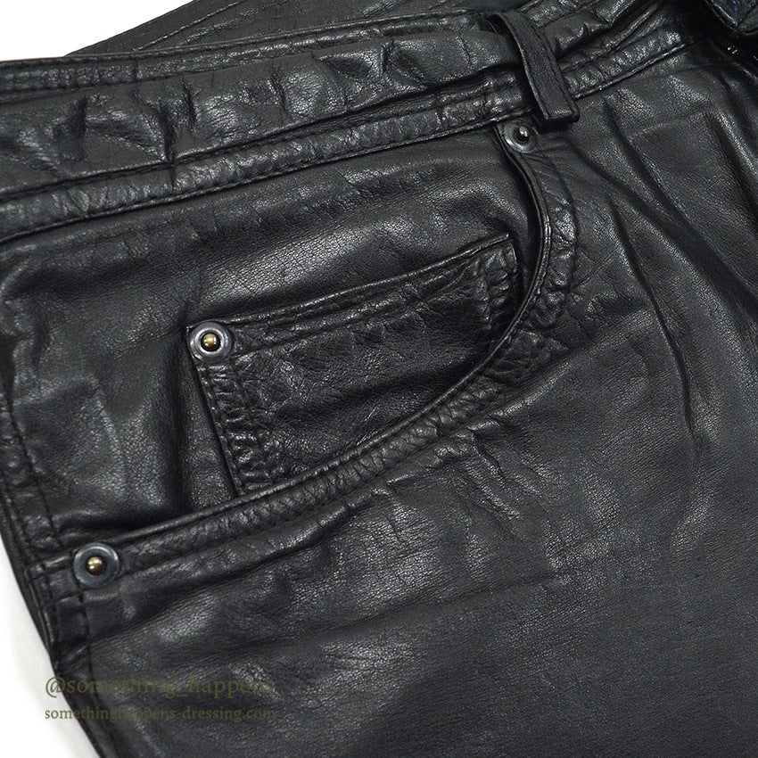 1970's~ SCULLY BLACK LEATHER PANTS...W33/L29